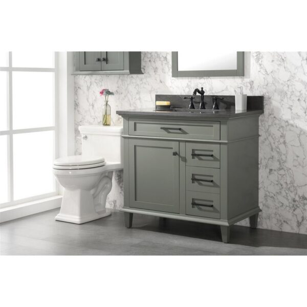 Legion Furniture WLF2236-PG 36 Inch Pewter Green Finish Sink Vanity Cabinet with Blue Lime Stone Top