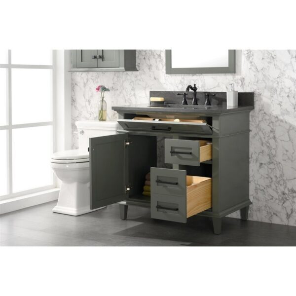 Legion Furniture WLF2236-PG 36 Inch Pewter Green Finish Sink Vanity Cabinet with Blue Lime Stone Top