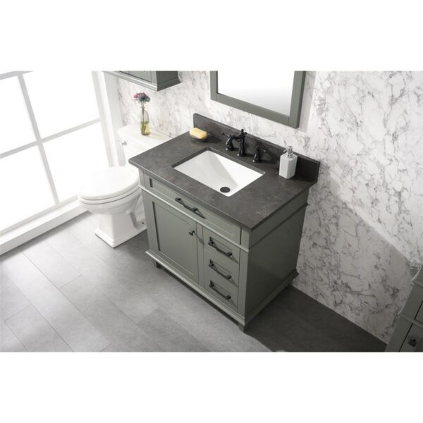 Legion Furniture WLF2236-PG 36 Inch Pewter Green Finish Sink Vanity Cabinet with Blue Lime Stone Top