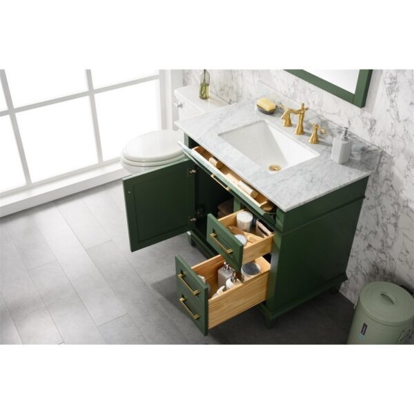 Legion Furniture WLF2236-VG 36 Inch Vogue Green Finish Sink Vanity Cabinet with Carrara White Top