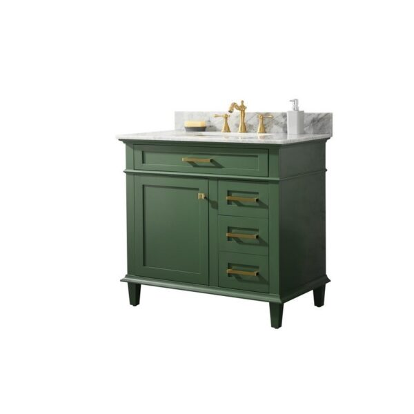 Legion Furniture WLF2236-VG 36 Inch Vogue Green Finish Sink Vanity Cabinet with Carrara White Top