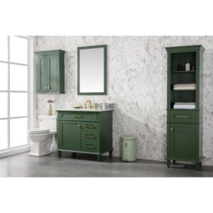 Legion Furniture WLF2236-VG 36 Inch Vogue Green Finish Sink Vanity Cabinet with Carrara White Top