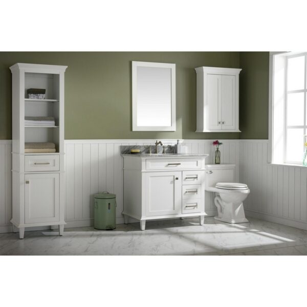 Legion Furniture WLF2236-W 36 Inch White Finish Sink Vanity Cabinet with Carrara White Top