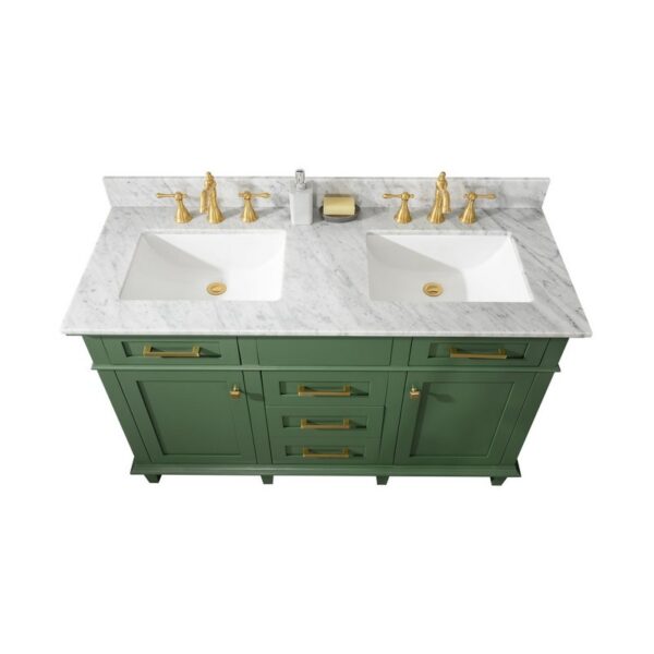 Legion Furniture WLF2254-VG 54 Inch Vogue Green Finish Double Sink Vanity Cabinet with Carrara White Top