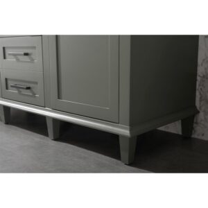 Legion Furniture WLF2260D-PG 60 Inch Pewter Green Finish Double Sink Vanity Cabinet with Blue Lime Stone Top