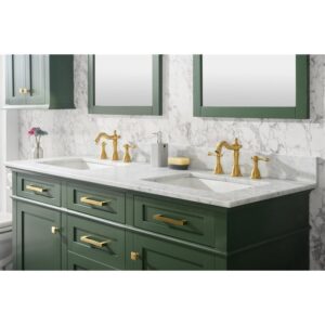 Legion Furniture WLF2260D-VG 60 Inch Vogue Green Finish Double Sink Vanity Cabinet with Carrara White Top