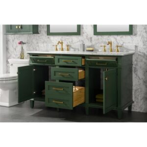 Legion Furniture WLF2260D-VG 60 Inch Vogue Green Finish Double Sink Vanity Cabinet with Carrara White Top