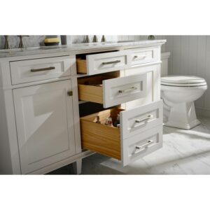 Legion Furniture WLF2260D-W 60 Inch White Finish Double Sink Vanity Cabinet with Carrara White Top