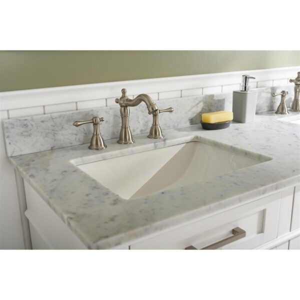 Legion Furniture WLF2260D-W 60 Inch White Finish Double Sink Vanity Cabinet with Carrara White Top