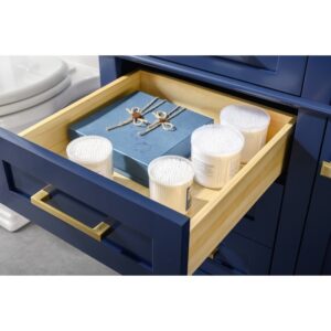 Legion Furniture WLF2260S-B 60 Inch Blue Finish Single Sink Vanity Cabinet with Carrara White Top