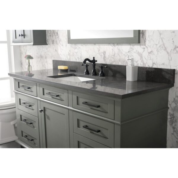 Legion Furniture WLF2260S-PG 60 Inch Pewter Green Finish Single Sink Vanity Cabinet with Blue Lime Stone Top