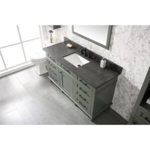 Legion Furniture WLF2260S-PG 60 Inch Pewter Green Finish Single Sink Vanity Cabinet with Blue Lime Stone Top