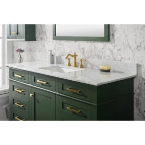 Legion Furniture WLF2260S-VG 60 Inch Vogue Green Finish Single Sink Vanity Cabinet with Carrara White Top