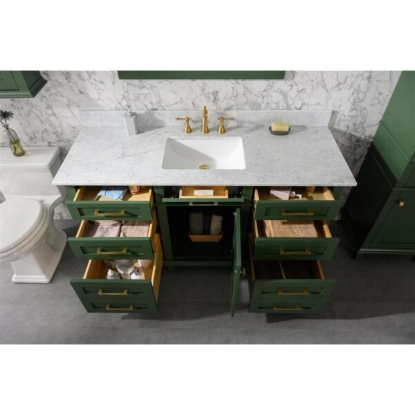 Legion Furniture WLF2260S-VG 60 Inch Vogue Green Finish Single Sink Vanity Cabinet with Carrara White Top