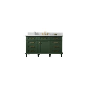 Legion Furniture WLF2260S-VG 60 Inch Vogue Green Finish Single Sink Vanity Cabinet with Carrara White Top