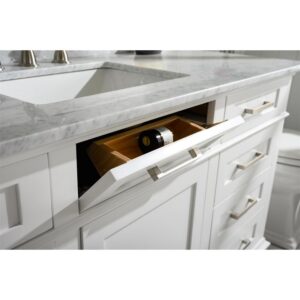 Legion Furniture WLF2260S-W 60 Inch White Finish Single Sink Vanity Cabinet with Carrara White Top