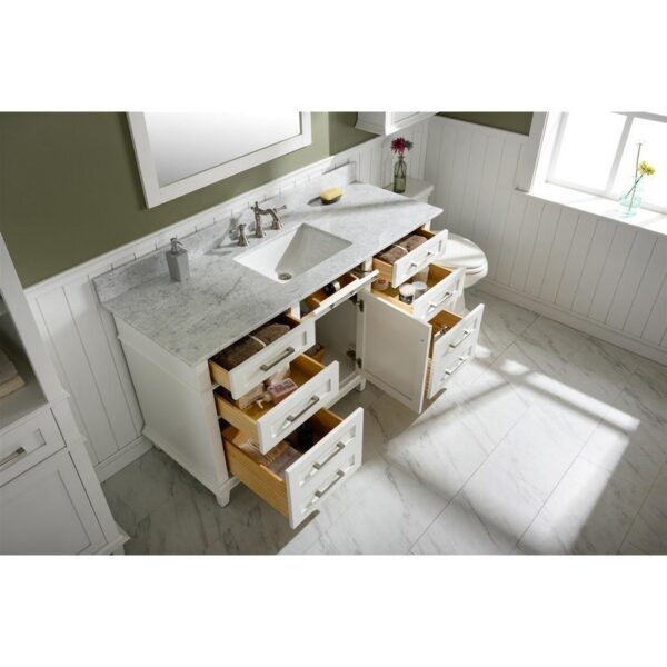 Legion Furniture WLF2260S-W 60 Inch White Finish Single Sink Vanity Cabinet with Carrara White Top