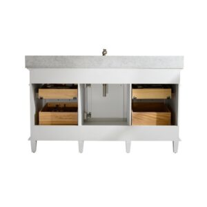 Legion Furniture WLF2260S-W 60 Inch White Finish Single Sink Vanity Cabinet with Carrara White Top