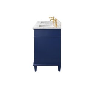 Legion Furniture WLF2272-B 72 Inch Blue Double Single Sink Vanity Cabinet with Carrara White Top