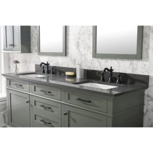 Legion Furniture WLF2272-PG 72 Inch Pewter Green Double Single Sink Vanity Cabinet with Blue Lime Stone Top