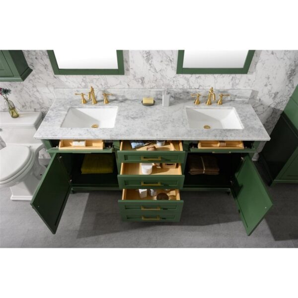 Legion Furniture WLF2272-VG 72 Inch Vogue Green Double Single Sink Vanity Cabinet with Carrara White Top