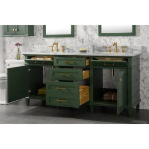 Legion Furniture WLF2272-VG 72 Inch Vogue Green Double Single Sink Vanity Cabinet with Carrara White Top