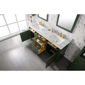 Legion Furniture WLF2272-VG 72 Inch Vogue Green Double Single Sink Vanity Cabinet with Carrara White Top