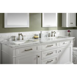 Legion Furniture WLF2272-W 72 Inch White Double Single Sink Vanity Cabinet with Carrara White Top