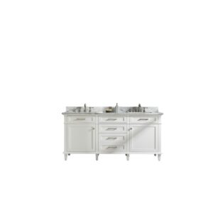 Legion Furniture WLF2272-W 72 Inch White Double Single Sink Vanity Cabinet with Carrara White Top