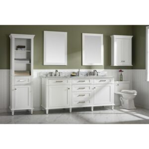 Legion Furniture WLF2272-W 72 Inch White Double Single Sink Vanity Cabinet with Carrara White Top