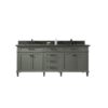 Legion Furniture WLF2280-PG 80 Inch Pewter Green Double Single Sink Vanity Cabinet with Blue Lime Stone Quartz Top