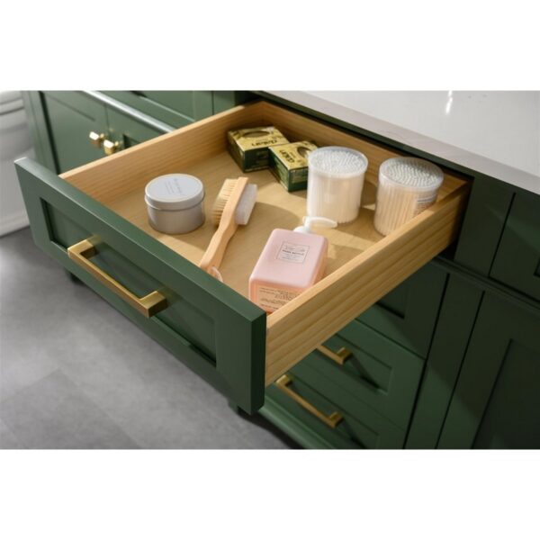 Legion Furniture WLF2280-VG 80 Inch Vogue Green Double Single Sink Vanity Cabinet with Carrara White Quartz Top