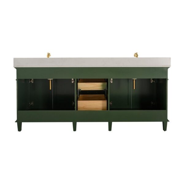 Legion Furniture WLF2280-VG 80 Inch Vogue Green Double Single Sink Vanity Cabinet with Carrara White Quartz Top