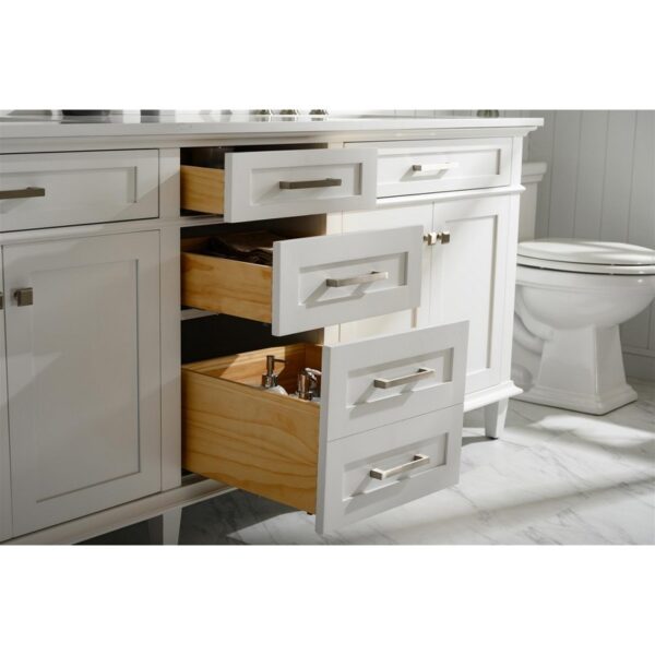 Legion Furniture WLF2280-W 80 Inch White Double Single Sink Vanity Cabinet with Carrara White Quartz Top