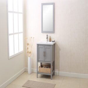 Legion Furniture WLF6021-G 24 Inch Vanity Set with Mirror, UPC Faucet and Basket in Gray