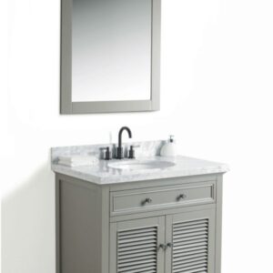 Legion Furniture WS2136-G 36 Inch Solid Wood Vanity in Gray with Mirror and Faucet