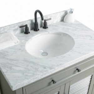 Legion Furniture WS2136-G 36 Inch Solid Wood Vanity in Gray with Mirror and Faucet