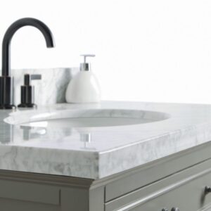 Legion Furniture WS2136-G 36 Inch Solid Wood Vanity in Gray with Mirror and Faucet