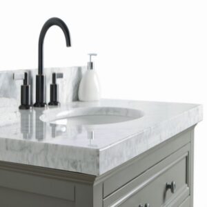 Legion Furniture WS2136-G 36 Inch Solid Wood Vanity in Gray with Mirror and Faucet