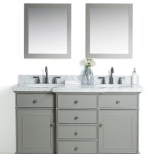 Legion Furniture WS2260-G 60 Inch Solid Wood Vanity in Gray with Mirror and Faucet