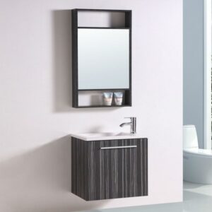 Legion Furniture WT21302A 19.5 Inch Vanity Set with Mirror in Black and White Stripes, No Faucet