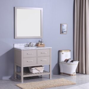 Legion Furniture WT7136-G 37 Inch Vanity Set with Mirror in Warm Gray, No Faucet