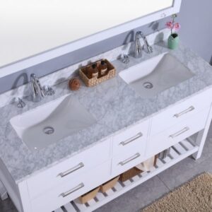 Legion Furniture WT7160-W 61 Inch Vanity Set with Mirror in White, No Faucet