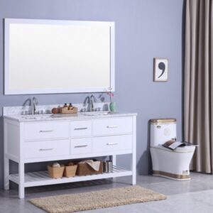 Legion Furniture WT7160-W 61 Inch Vanity Set with Mirror in White, No Faucet