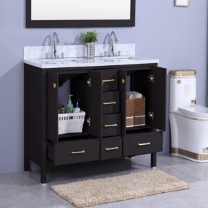 Legion Furniture WT7260-E 61 Inch Vanity Set with Mirror in Espresso, No Faucet