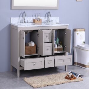 Legion Furniture WT7360-G 61 Inch Vanity Set with Mirror in Warm Gray, No Faucet