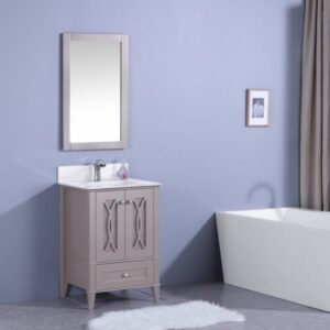 Legion Furniture WT7424-GW 24 Inch Vanity Set with Mirror in Gray, No Faucet