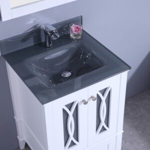 Legion Furniture WT7424-WT 24 Inch Vanity Set with Mirror in White, No Faucet