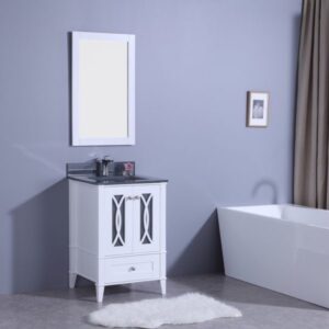 Legion Furniture WT7424-WT 24 Inch Vanity Set with Mirror in White, No Faucet