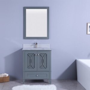 Legion Furniture WT7430-GG 30 Inch Vanity Set with Mirror in Gray, No Faucet